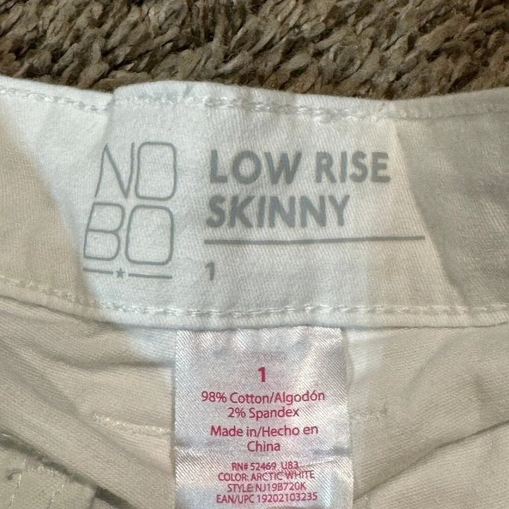 No Boundaries Low‎ Rise Skinny Jeans Arctic White Womens Size 1 NJ19B720K Denim